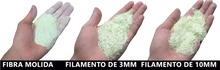 Cargar imagen en el visor de la galería, Fibra de Vidrio - Paquete de Muestras 1 kg - Molida malla 30-50, Filamento de 3mm y Filamento de 10mm